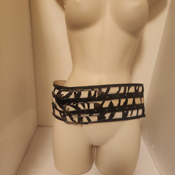 Vintage Bebe Zebra leather calf hair belt 4.5\